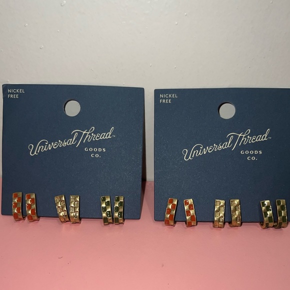 Semi-Hoop checkered earrings - Picture 1 of 2